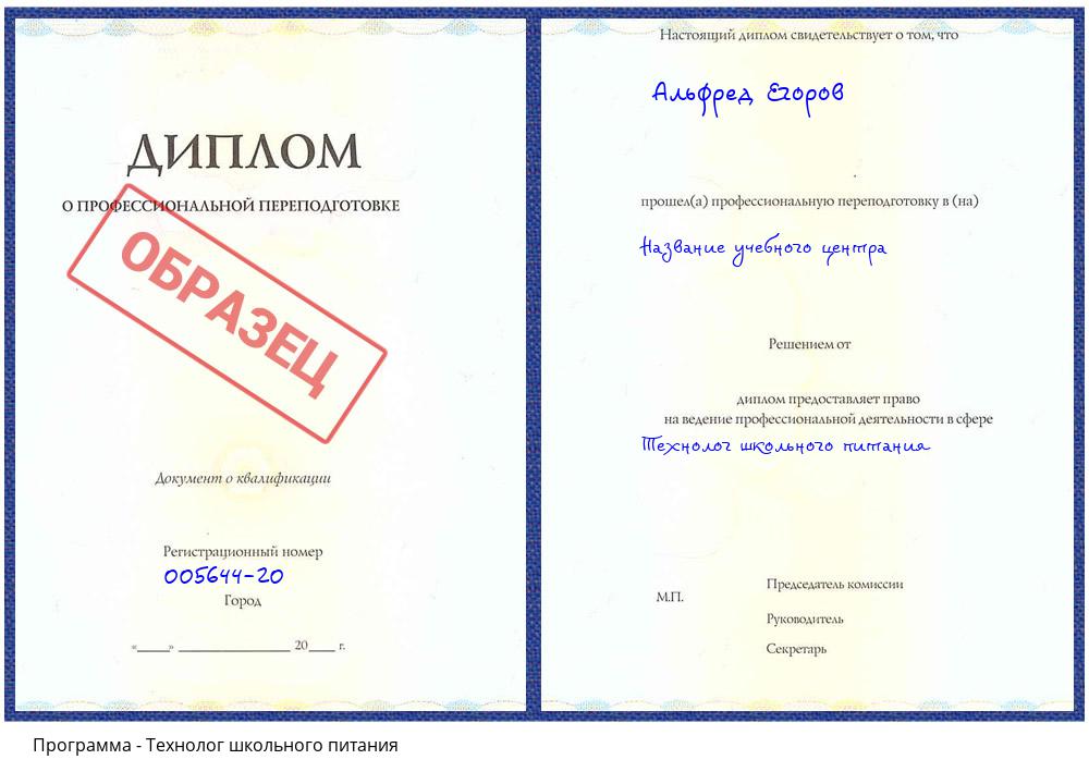 Технолог школьного питания Надым
