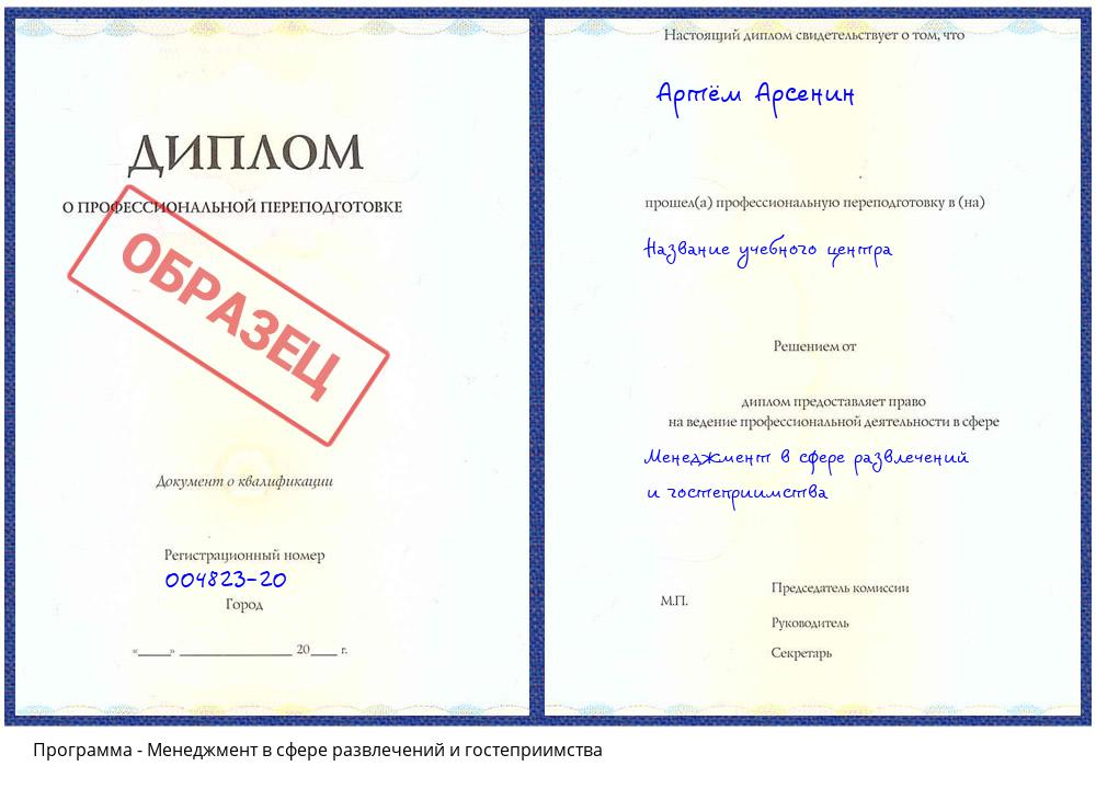 Менеджмент в сфере развлечений и гостеприимства Надым