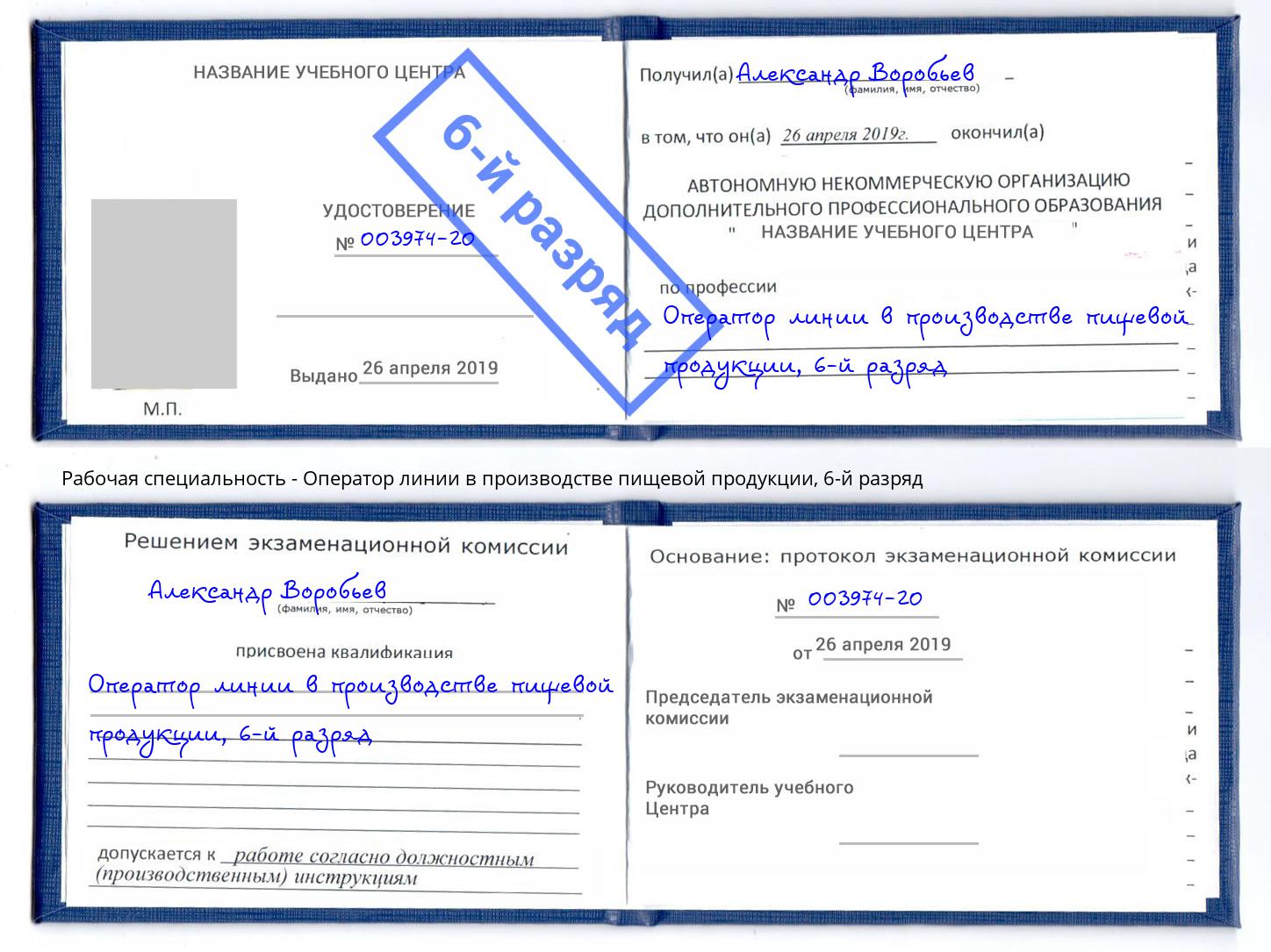корочка 6-й разряд Оператор линии в производстве пищевой продукции Надым