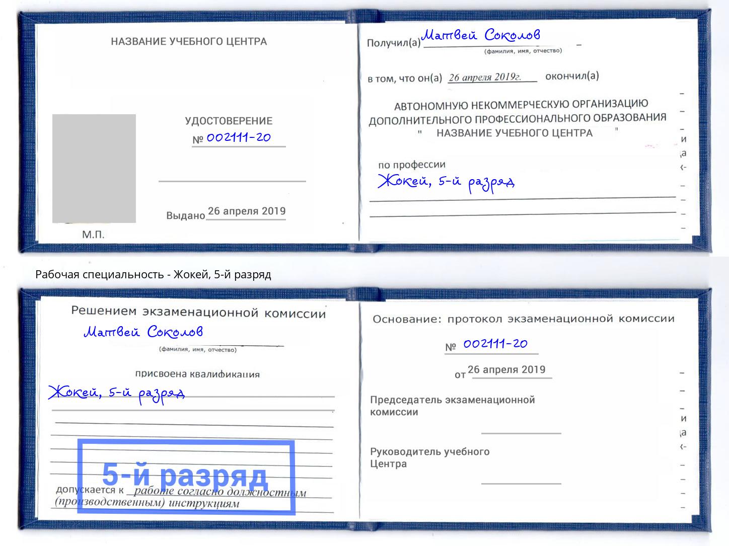 корочка 5-й разряд Жокей Надым