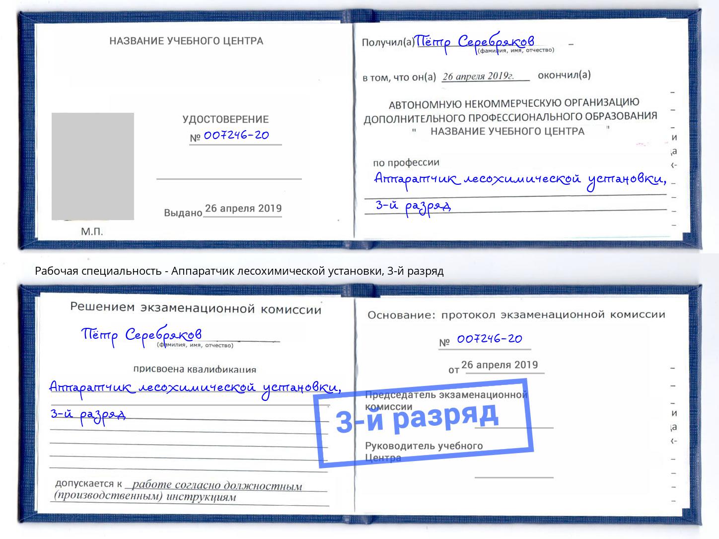 корочка 3-й разряд Аппаратчик лесохимической установки Надым
